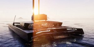 Vật thể viễn tưởng Nemesis One: Siêu du thuyền cánh ngầm dài 68m chạy bằng buồm tự động và năng lượng mặt trời