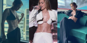 Thương hiệu Châu Á làm váy cắt xẻ táo bạo cho Jenifer Lopez