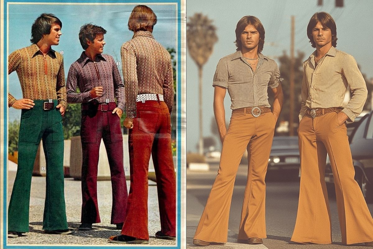thời trang nam - 70s - cổ điển - phối đồ quần áo - ống loe 3 - luxuo